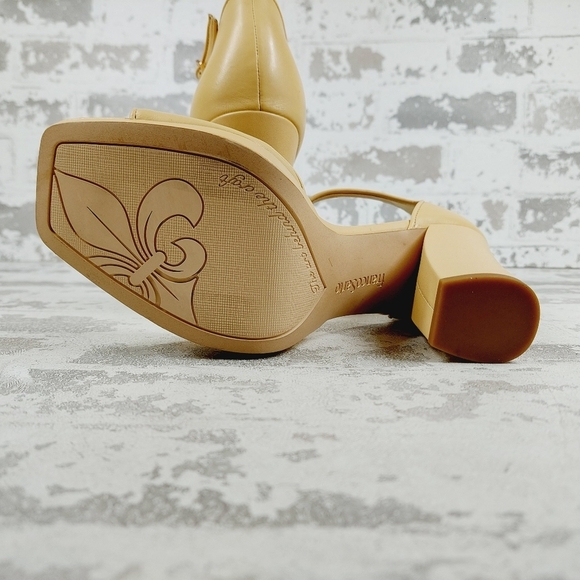 New Franco Sarto Dima Beige Leather Block Heel Sandals F885 - Picture 8 of 13
